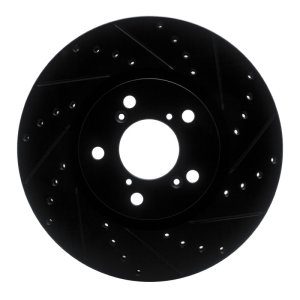 Honda Ridgeline Brake Rotor (1) - Front Right - R1 Concepts - Drilled & Slotted - Black - `06-`14